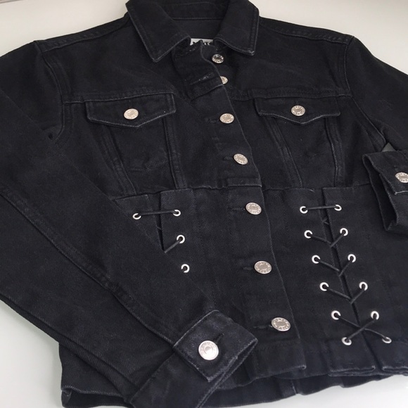 Topshop Moto Denim Jacket with Corset Bottom NWOT - Picture 3 of 8